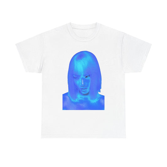 Unisex Heavy Cotton Tee - Blue Neon Portrait & Symbol Design